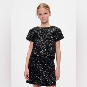 GAP KIDS Sparkling Black Sequin Blouse and Skirt